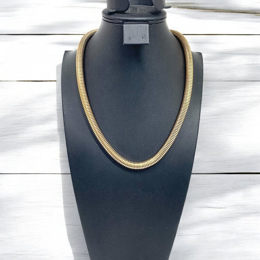 Chunky Rope Chain Gold Tone Necklace Silver Tone Caps & Lobster Clasp 19"L+3"